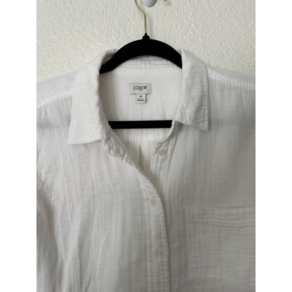 J. Crew Cotton Gauze Button Down White Long Sleeve Top Blouse Size Medium - Picture 2 of 7
